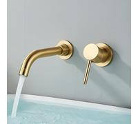 Brushed Gold Basin Faucet Concealed Wall Mounted Faucet Tap 360 Rotation Single Handle Hot Cold Water Bath Mixer Tap (Color : Brushed Golden)