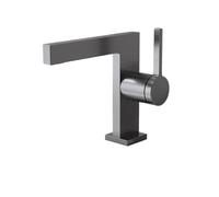Brushed Gold Basin Faucet Deck Mounted Single Handle Bath Sink Taps Bathroom Accessories Vanity Copper Wash Mixer Tap (Matte Gray)