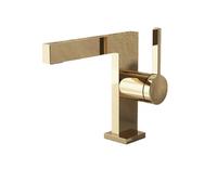 Brushed Gold Basin Faucet Deck Mounted Single Handle Bath Sink Taps Bathroom Accessories Vanity Copper Wash Mixer Tap (Gold)