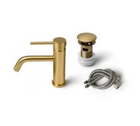 Brushed Gold Basin Mixer W/click Waste
