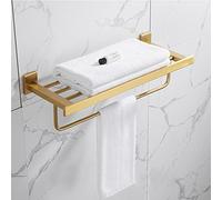 Brushed Gold Bathroom Accessories Set with Shelf Towel Rack Towel Hanger Paper Holder Toilet Brush Holder Bath Hardware Set WFJ