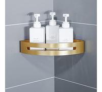 Brushed Gold Bathroom Corner Shelf Shower Organiser Triangle Shampoo Holder Adhesive or Drilling