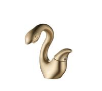 Brushed Gold Bathroom Faucet Brass Mixer Basin Faucet Matte Gray Washbasin Vanity Single Hole Vessel Sink Water Basin Tap (Brushed Gold)