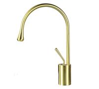Brushed Gold Bathroom Faucet Full Copper Hot & Cold Water Tap with Natural Marble Base Single Hole Above Counter Washbasin Mixer Luxury Brass Sink Fixture