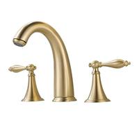 Brushed Gold Bathroom Faucet Total Brass Basin Faucet Widespread Sink Faucets 3 Hole Hot and Cold Waterfall Faucet Water Tap