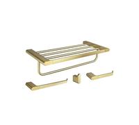 Brushed Gold Bathroom Pendant Hardware Set Toilet Paper Holder With Hook Bathroom Towel Rack Wall Hanging Nail Mounting Rack,4 Pieces Set A WFJ