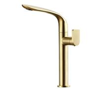 Brushed Gold Bathroom Sink Faucet with 360° Swivel Single Handle Low Profile Design Hot & Cold Water Mixer Modern Durable Lavabo Tap for Elegant Decor