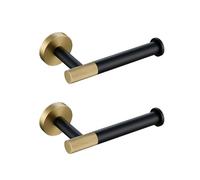 Brushed Gold Bathroom Towel Bar Set - Wall-Mounted Rack, Matte Black Hook, Knurled Toilet Brush & Paper Holder - Chic Home Décor for Contemporary Bathrooms