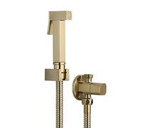 Brushed Gold Bidet Spray Set Square Bidet Shower Hygienic Handheld Bidet Wall-Mounted Bidet Faucet Complete Bidet Tap Set for Ultimate Cleanliness
