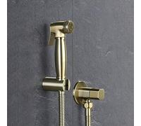 Brushed Gold Bidet Spray Set Square Handheld Bidet Shower Wall-Mounted Bidet Faucet Hygienic Bathroom Showerhead Luxury Bidet Attachment for Ultimate Cleanliness