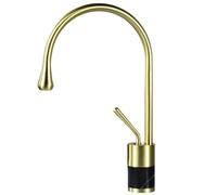 Brushed Gold & Black Basin Taps Mixer Full Copper Natural Marble Washbasin Faucet Cold & Hot Water Single Hole Bathroom Sink Fixture Elegant Above Counter Design