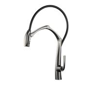 Brushed Gold & Black Kitchen Faucet - Digital Display Bridge Mixer Tap with Hot/Cold Function Swivel Spout Artistic Design for Sink (G)