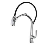 Brushed Gold & Black Kitchen Faucet - Digital Display Bridge Mixer with 360° Rotation Hot/Cold Function Artistic Design - Durable Brass Construction