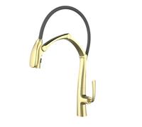 Brushed Gold & Black Kitchen Faucet - Digital Display Bridge Mixer with 360° Rotation Hot/Cold Function Artistic Design for Modern Kitchens
