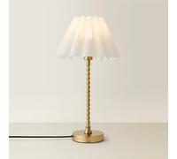 Brushed Gold Bobble Table Lamp with Scallop Pleated Shade White