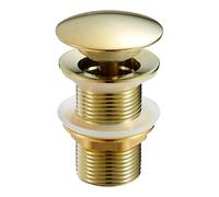 Brushed Gold Brass Basin Plug, Basin Sink Waste Slotted Pop Up Drain Plug, 1 PC Waste Drain Without Overflow for Wash Basin, Bathroom, Kitchen, Vessel Sinks