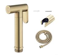 Brushed Gold Brass Douche Spray Set, Bathroom Hand Held Toilet Bidet Spray, Wall Mounted Bidet Shower Head Kit with Stainless Steel Hose