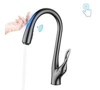 Brushed Gold Brass Kitchen Faucet Pull Out Sprayer with Ceramic Cartridge Hot Cold Mixer Tap Modern Sink Durable Design(G3/8/Gun Grey T)