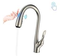 Brushed Gold Brass Kitchen Faucet Pull Out Sprayer with Ceramic Cartridge Hot Cold Mixer Tap Modern Sink Durable Design(G1/2/Brushed Nickel T)