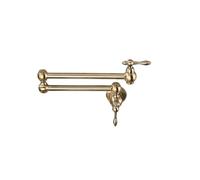Brushed Gold Brass Pot Filler Faucet Single Cold Water Kitchen Tap Wall Mounted Sink Faucet Swivel Spout Easy Installation (Matte Black A)
