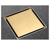 Brushed Gold Brass Shower Drain 100x100mm Square Floor Drain Anti-Odor Invisible Design for Bathroom & Balcony Stylish Silver-Gold Finish