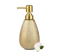 Brushed Gold Ceramic Soap Dispenser, 11 Oz Refillable Hand Soap and Sanitizer Pump, 3D Textured Design for Kitchen or Bathroom Décor, Brushed Gold
