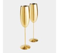 VonShef Champagne Glasses Set of 2, Gold Stainless Steel Champagne Flute with Gift Box, Ideal for Fathers Day, Weddings, Parties and Anniversary