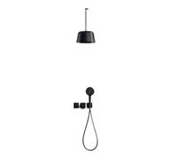 Brushed Gold Concealed wall-Mounted Shower Head Set All-Copper pre-Embedded Cold and hot Water Bathroom(Matte Black)