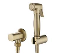 Brushed Gold Douche Kit Hand Held Bidet Sprayer Brass Toilet Faucet Shattaf Valve Jet Set hygienic Shower(Set b)