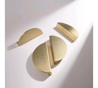 Brushed Gold Drawer Pulls 4 Set Half Moon Drawer Pulls,2.5 inch(64mm) Hole to Hole Semi Circle Cabinet Pull Handles for Upgrading Home Cabinet Doors in Wardrobes,Bookcases,Kitchen