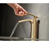 brushed gold faucet hot and cold washbasin black nordic simple countertop basin faucet is all copper, brushed gold low style