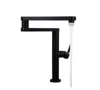 Brushed Gold Foldable Pot Filler Faucet - Deck Mounted Hot & Cold Sink Tap with Rotating Spout Brass Construction Stylish Black Finish for Kitchen Upgrade