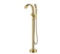 Brushed Gold Freestanding Bath Mixer Tap - 360° Rotating Spout Single Hole Waterfall Bathroom Taps for Modern Bathtubs Luxury Bathroom Faucet Upgrade
