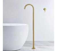 Brushed Gold Freestanding Bath Taps - Floor Mounted Gooseneck Concealed Faucet for Free Standing Bathtubs - Elegant Bathroom Fixtures for Luxury Decor