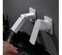 Brushed Gold Gunmetal Gray Black Basin Faucet Wall Mounted Bathtub Bathroom Faucet Single Handle Mixer Tap Torneira (Color : Blanc)