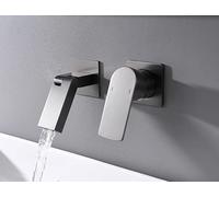 Brushed Gold Gunmetal Gray Black Basin Faucet Wall Mounted Bathtub Bathroom Faucet Single Handle Mixer Tap Torneira (Color : Gunmetal Gray)