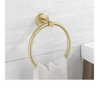 Brushed Gold Hand Towel Ring - Wall-Mounted Round Holder for Bathroom Toilet Kitchen - Stylish Storage Solution for Modern Home Decor