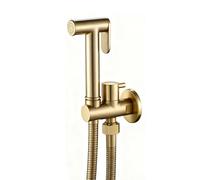 Brushed Gold Handheld Bidet Sprayer for Toilet, Portable Bidet Sprayer Kit Wall Mount Brass Hand Held Bidet Sprayer High Pressure Bidet Attachment for Toilet with 1.5m Hose, for Pet, Personal Hygiene