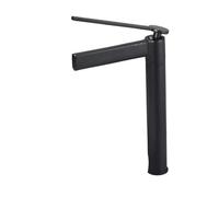 Brushed Gold High-Rise Waterfall Basin Faucet, Single-Handle Deck-Mounted Mixer Tap for Modern Vessel Sinks(Black Tall)