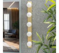 ValueLights | Plug in Brushed Gold Hollywood Make Up Dressing Table Light Wall with Glass Globe Lamp Shades | Vanity Lighting Fixtures, Home Décor & Improvement Essential | Includes Bulb