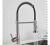 Brushed Gold Kitchen Faucet, 360° Swivel Pull Down Dual Function Mixer Tap, Elegant Black Nickel Hose, Hot & Cold Water Handle, Modern Sink Faucet for Home Use
