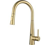 Brushed Gold Kitchen Faucet Pull-Down Sprayer Smart Sensor Stainless Steel One-Handle Mixer Tap Modern Sink for Easy Cleaning and Convenience