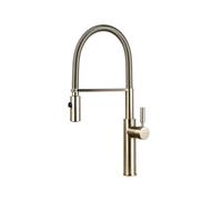 Brushed Gold Kitchen Faucet Single Lever Spring Spout Tap Hot & Cold Water Compatible with Kitchen Sink Durable Brass Construction Modern Design