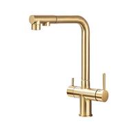 Brushed Gold Kitchen Sink Faucet with 360° Rotation Lead Free SUS304 Steel Magnetic Coupling Easy Clean Pull Down Sprayer Gold Filter Modern Design