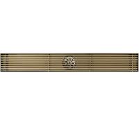 Brushed Gold Linear Shower Drain Deodorizer 304 Stainless Steel Rectangle Floor Waste Drain with Removable Cover & Grid Grate for Modern Bathrooms