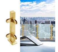 Brushed Gold Metal Glass Railing Post Hardware - Indoor/Outdoor Balustrade Fence Pole with Clamps for Stairs Decks Villas - 120cm (47 1/4") Corner Post Holder