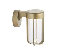 Brushed Gold Outdoor Wall Light with Glass Shade - IP44 Rated - Integrated LED