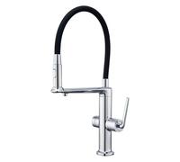 Brushed Gold Pull-Out Spray Kitchen Faucet, 3-Way Double Outlet Brass Tap, Swivel Spout for Sinks, Chrome Finish, Modern Design, Easy Installation