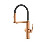 Brushed Gold Pull-Out Spray Kitchen Faucet - 3-Way Double Outlet Brass Tap with Swivel Spout - Elegant Rose Gold Finish for Modern Sinks