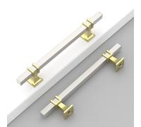 Brushed Gold & Satin Nickel Cabinet Handles Kitchen Pulls 5 Inch 10 Pack | Zinc & Aluminum Alloy, 128mm, Durability mixed material bar pulls for kitchen, cabinet updates, drawers CK0041